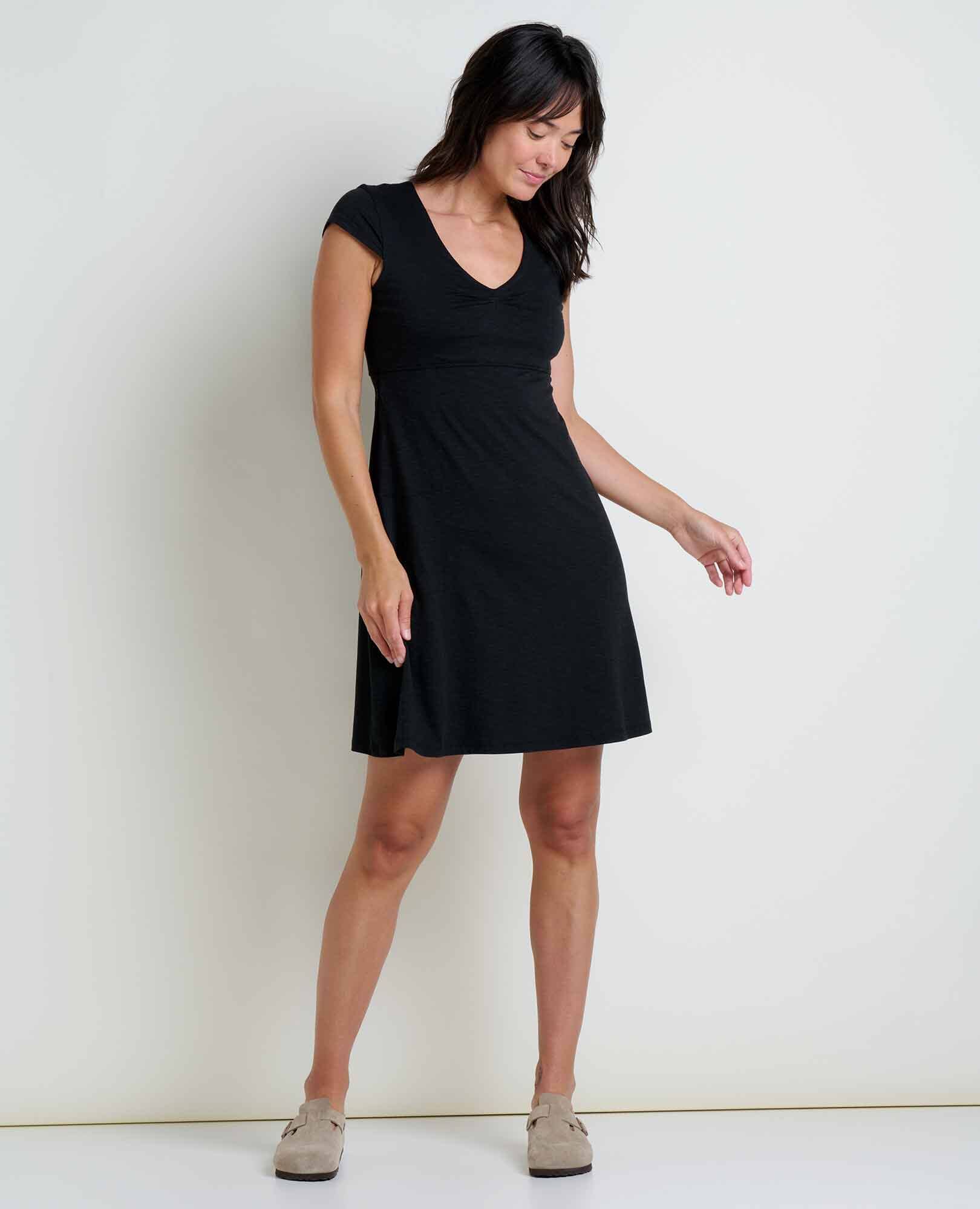 Toad&Co - Rosemarie Dress S26: Black and Salt Print / L Toad&Co