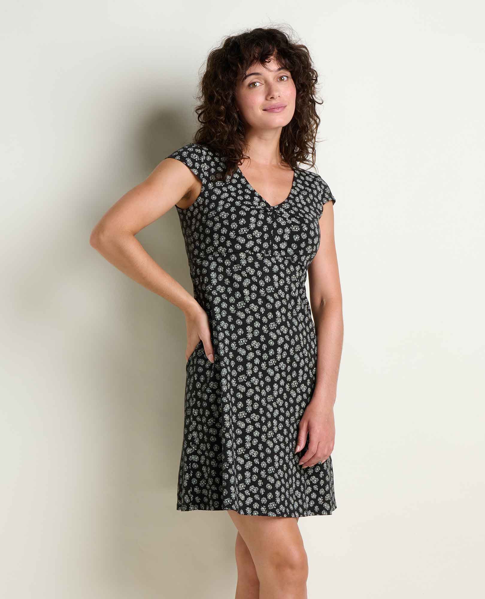 Toad&Co - Rosemarie Dress S26: Black and Salt Print / L Toad&Co