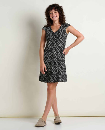 Toad&Co - Rosemarie Dress S26: Black and Salt Print / L Toad&Co