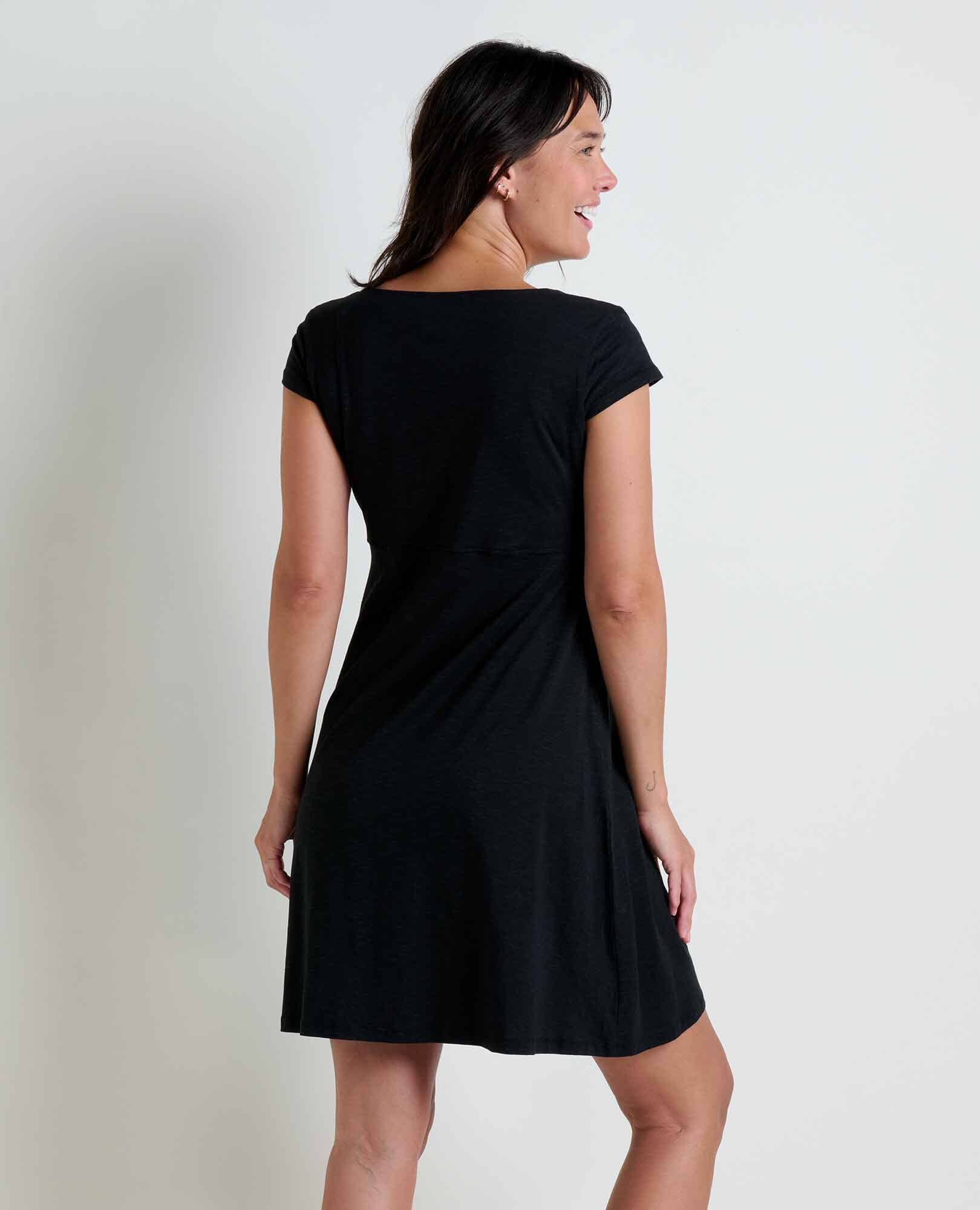 Toad&Co - Rosemarie Dress S26: Black and Salt Print / L Toad&Co