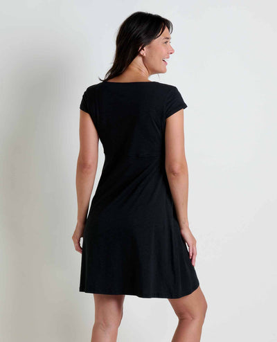 Toad&Co - Rosemarie Dress S26: Black and Salt Print / L Toad&Co