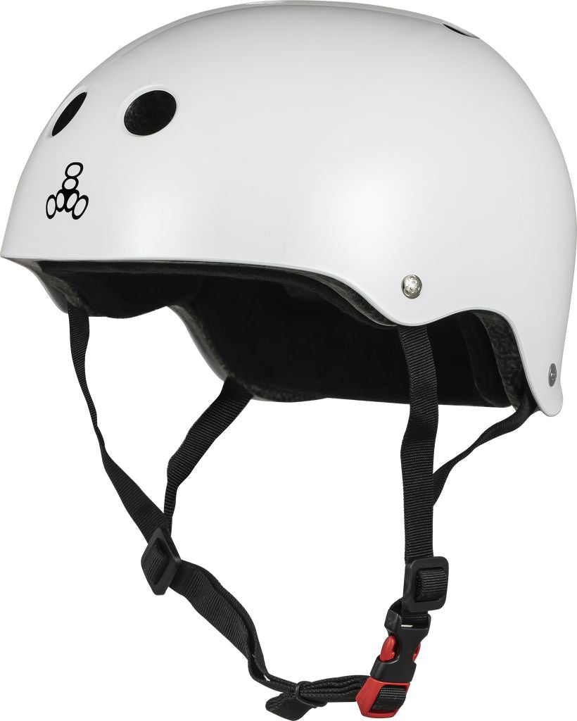 Triple 8 Certified Sweatsaver Helmet Skate Safety Gear Triple 8 White Glossy XS/S