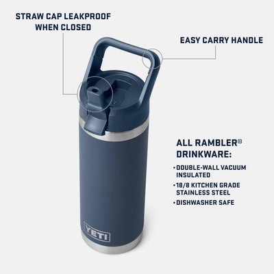 Yeti Rambler 18 oz. Water Bottle w/ Straw Lid Insulated Drinkware Yeti