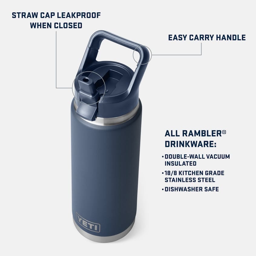 Yeti Rambler 26 oz. Water Bottle w/ Straw Lid Insulated Drinkware Yeti
