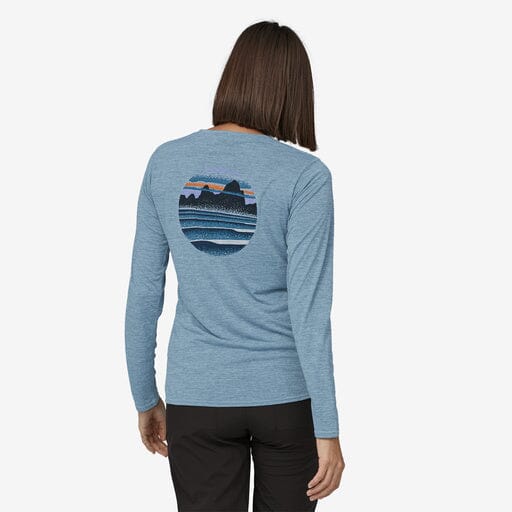 Patagonia Long Sleeved Capilene Cool Daily Graphic Shirt - Women's Shirts Patagonia Skyline Stencil: Steam Blue X-Dye XS 
